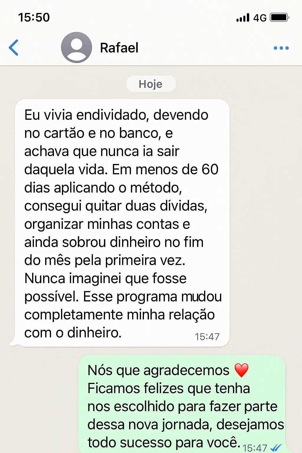 Mensagem de Transformação Financeira